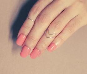 3set Sterling Silver Knuckle Rings: round ring and chevron ring, adjustable ringFrom RomanticSilver